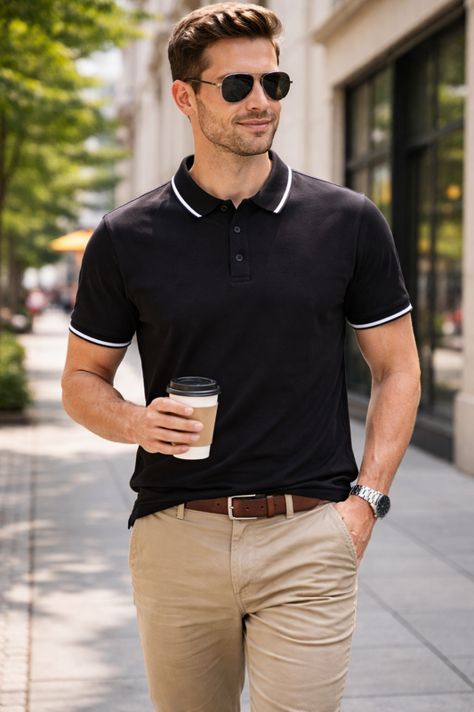 Camisa Polo Masculina Avanty Olivier Elegante Confortável Tecido Premium Respirável Casual