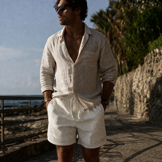 Bermudas Masculinas de Linho Respiráveis e de Secagem Rápida