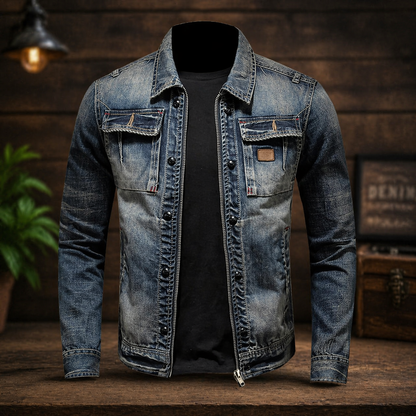Retro Carl Herren-Jeansjacke im Vintage-Denim-Stil